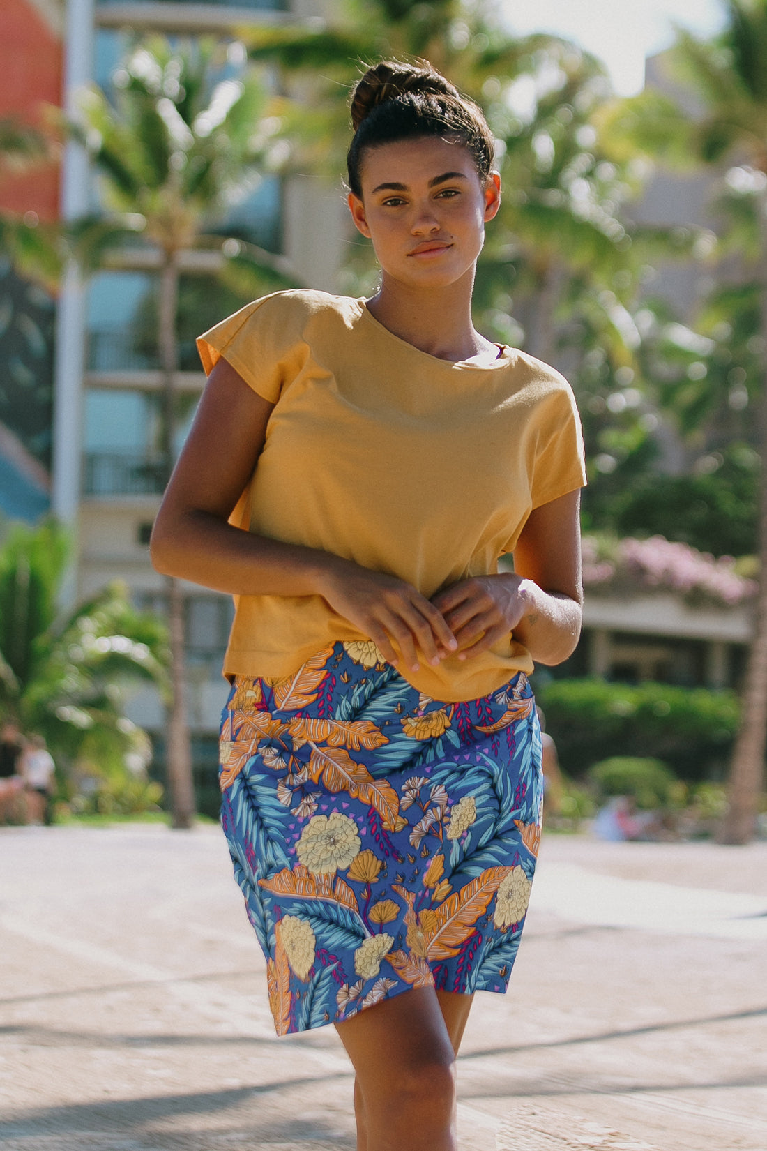Honey Gold Cap Sleeve Round Neck Top - Honey Gold