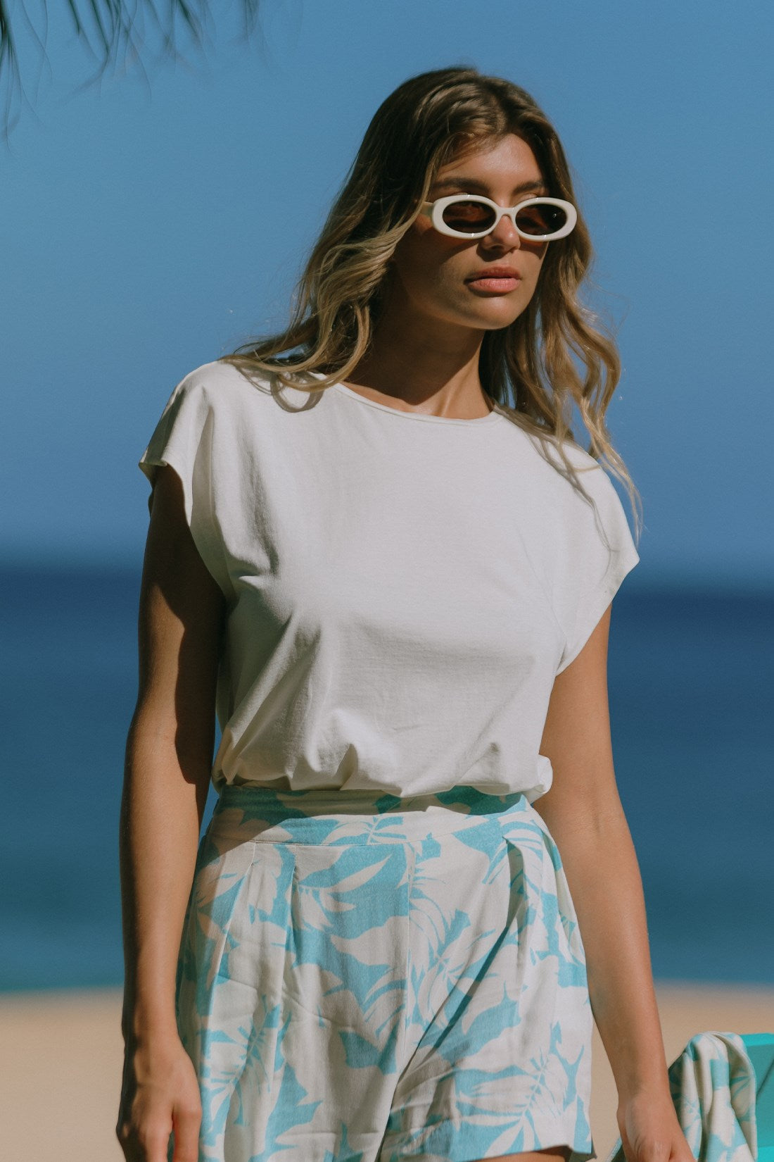 Ivory Cap Sleeve Crew Neck Top - Ivory