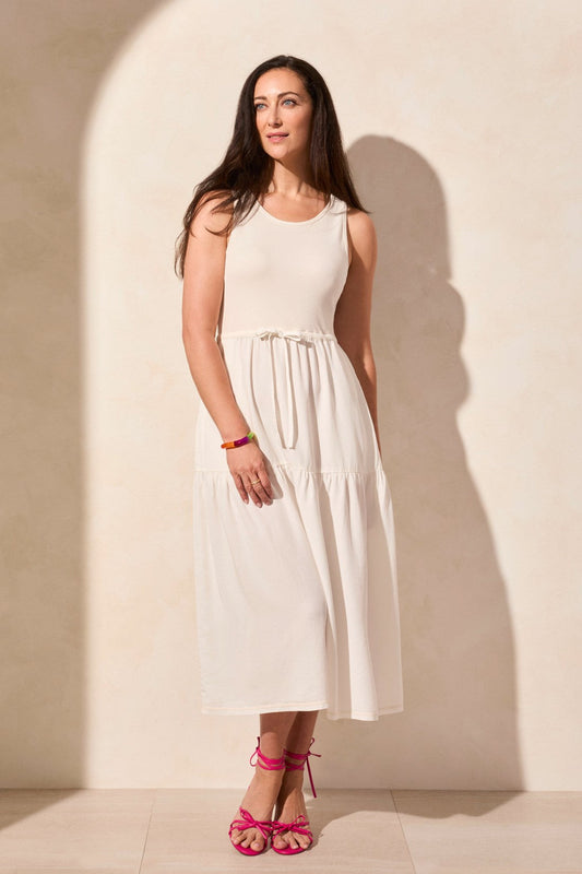 Sleeveless Boat Neck Maxi Dress-Cocomilk